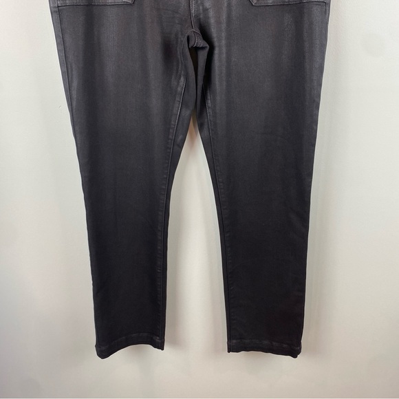 PAIGE Women's Mayslie straight leg high rise black fog luxe coating size 31 - Picture 3 of 8